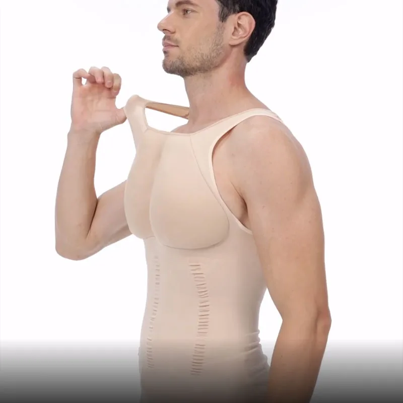 

Men's Sponge Fake Muscle Clothes Men's Fake Chest Tank Top Invisible Simulation Slimming Underwear Vest bottoming Shapewear