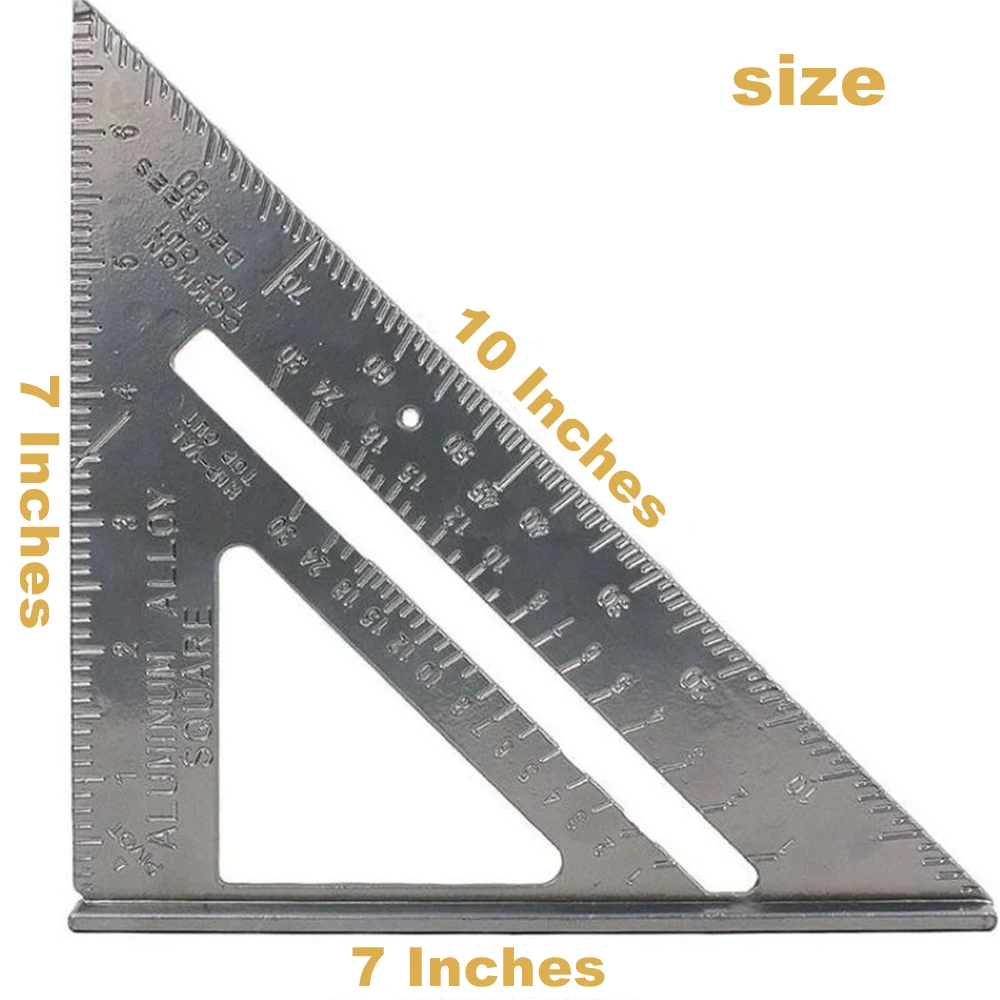 KATWAY 7 "مسطرة مثلثة دقيقة سميكة زاوية حاكم قياس سبائك الألومنيوم النجارة مثلث حاكم HH-AA140