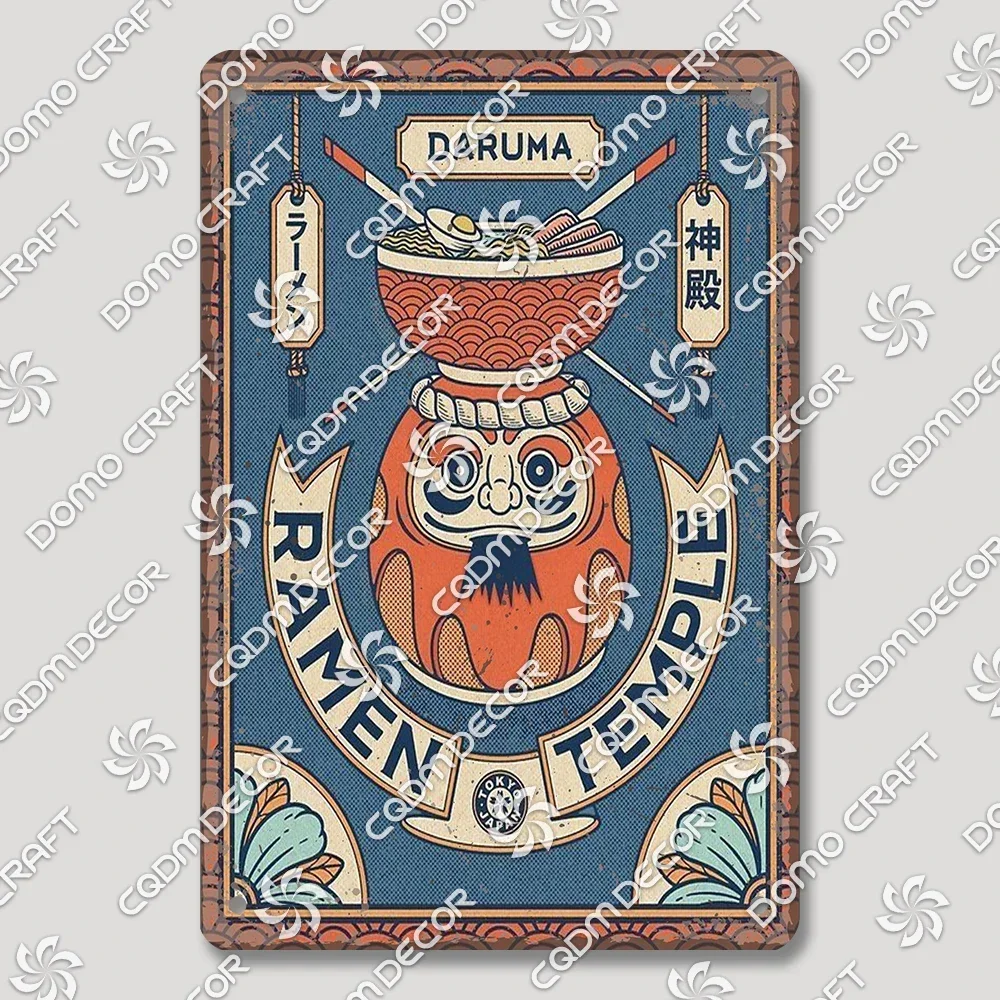 Placa de dibujos animados Katze Japanische Lebensmittel Zinn Zeichen Retro Ramen Sushi Takoyaki cartel Metall Platten Bar Pub restaurante