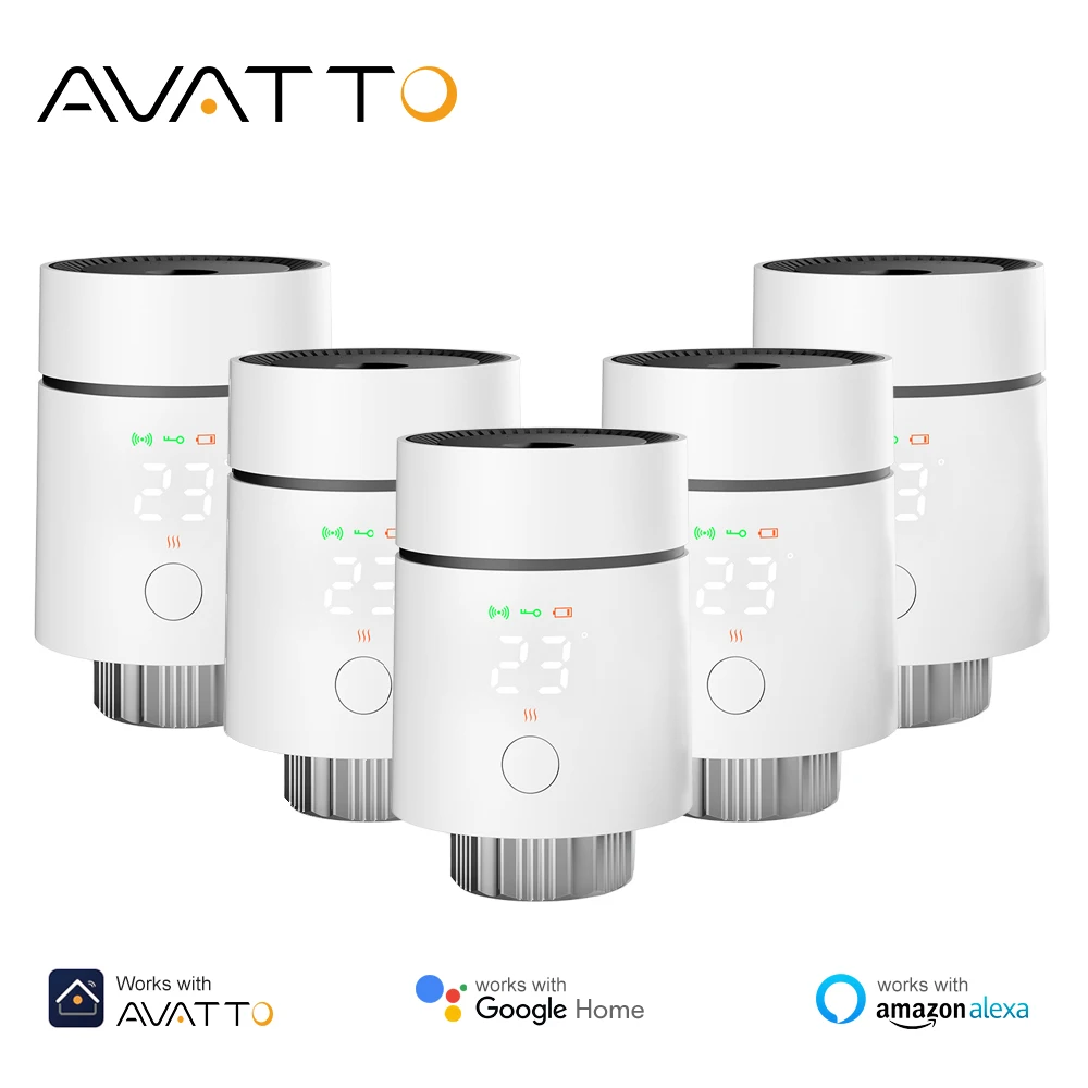 AVATTO Tuya Zigbee3.0 1-6 pièces vanne d'actionneur de radiateur thermostatique contrôleur de vanne de température TRV intelligent pour Alexa Google Home