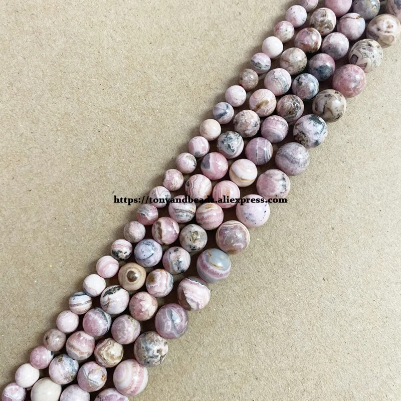 Genuine Semi-precious Natural A Quality Argentina Rhodonite Stone Round Loose Beads 15\