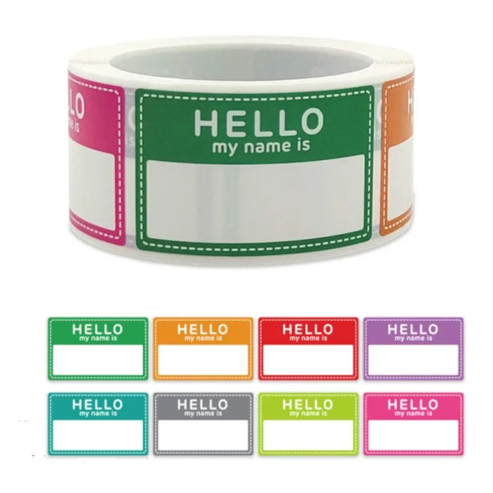200 Pcs Multi Purpose Hello My Name is Name Tag Blank Self-Adhesive Name Stickers 8 Colors Name Labels Party