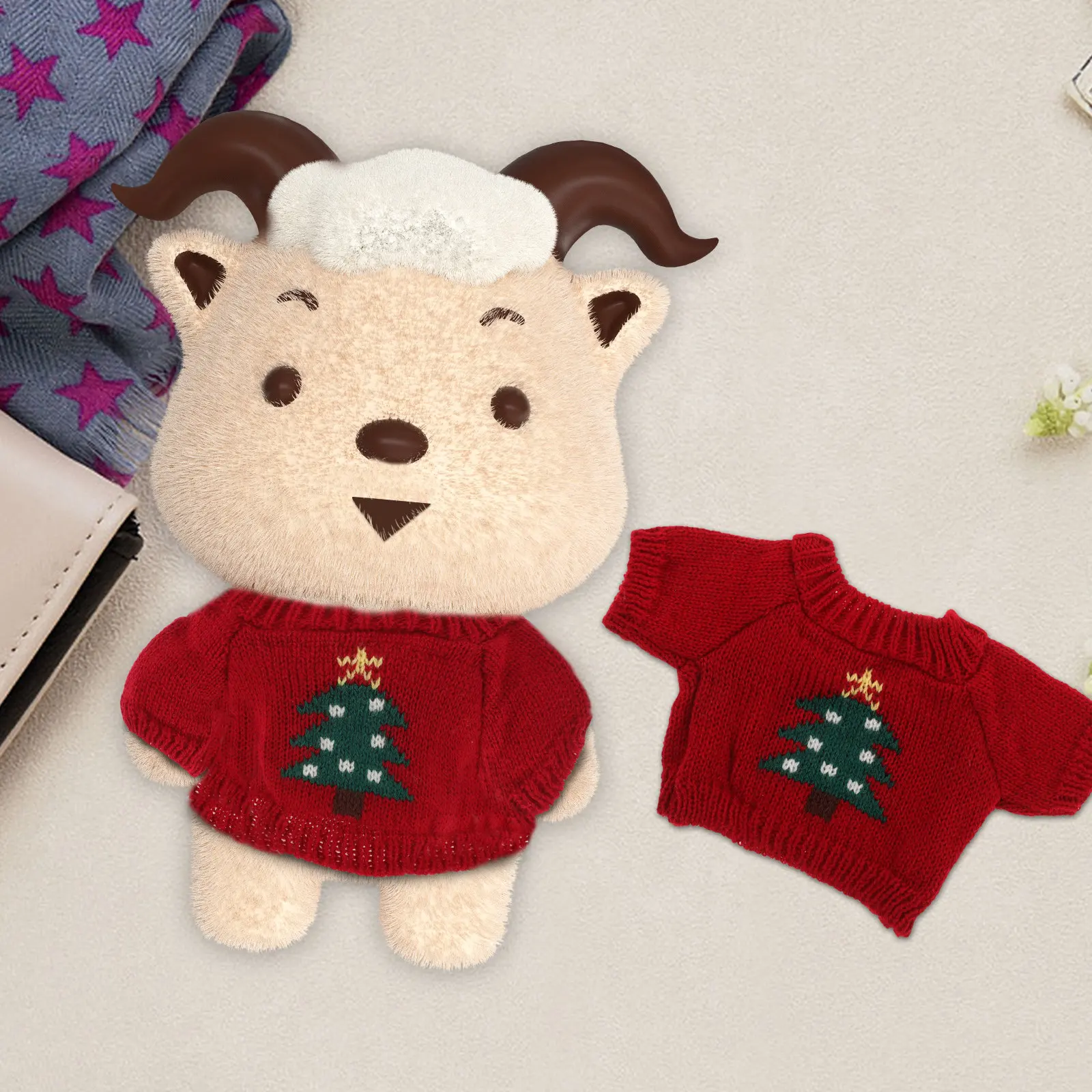 

Очаровательный вязаный шерстяной свитер-мишка ручной работы: легко чистится, многоразовый, компактный, милый костюм для плюшевых игрушек, для девочек, для творческих игр