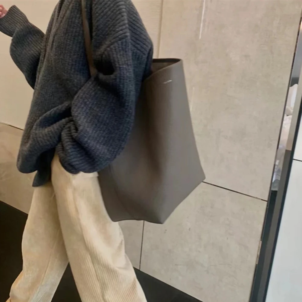 حقيبة نسائية ذات سعة كبيرة، حقيبة كتف عصرية بسيطة، حقيبة تسوق للتخزين في الهواء الطلق، حقيبة تسوق، لوازم الأثاث