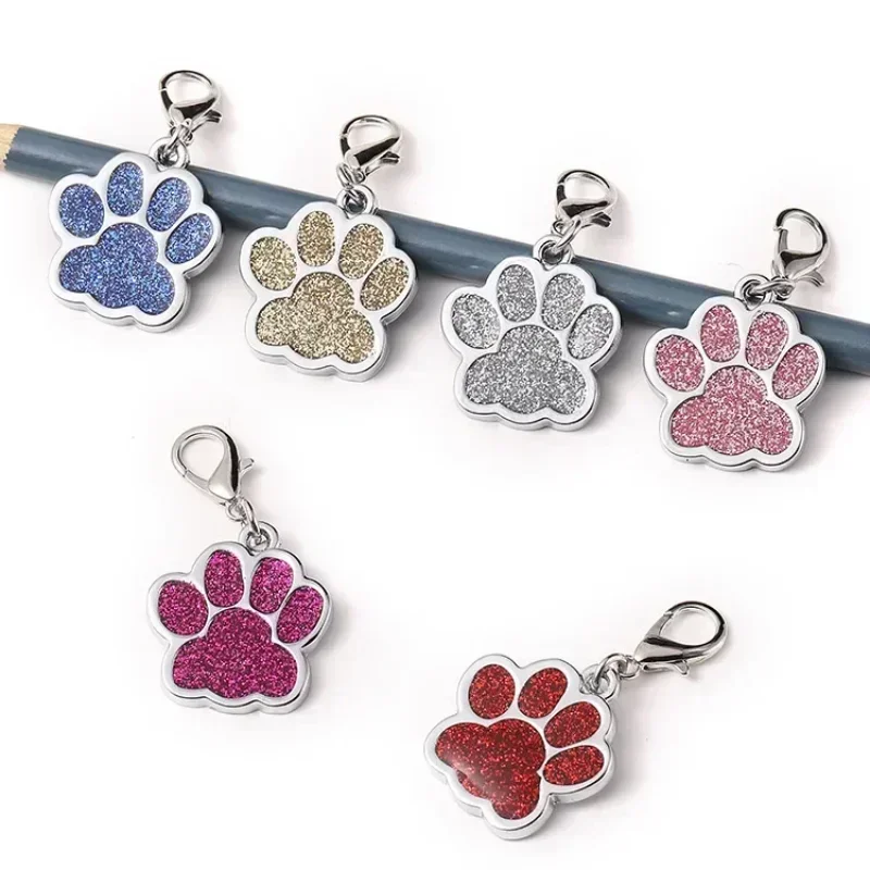 Not engraved Dogs Cat Puppy Collar Nameplate Pet Accessories Bulldog 1Pcs Paw Blank Decoration Color Id Anti-loss Plate Alloy