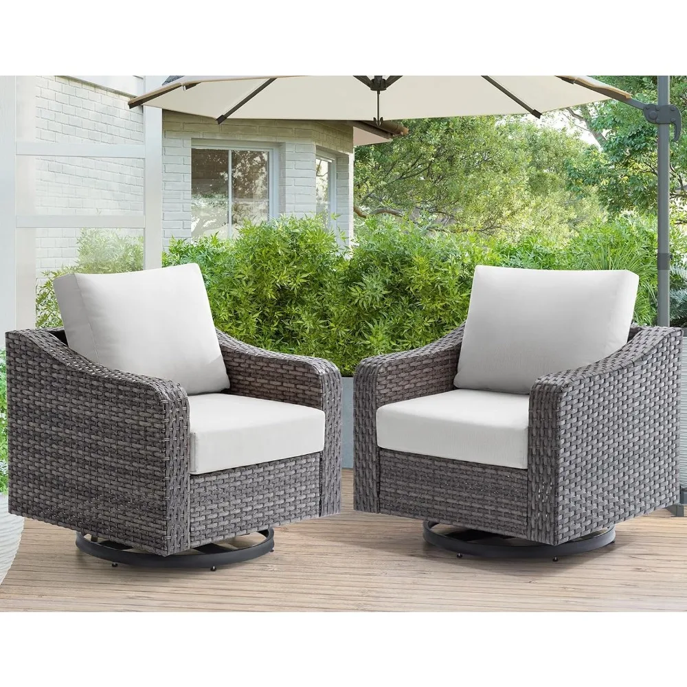 

2pcs garden Chairs Outdoor ,with Wicker,360° Rotating Sofa Chairs with Cushions ,for Balcony Backyard,L-Shape,moden Garden Chair