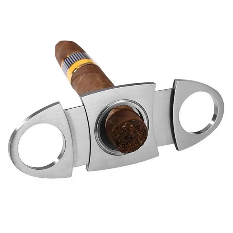 Stainless Steel Cigar Cutter Smoke Accessories Gift for Man Cigarette Case Tuxedo Guillotine Cutters Knife Luxury Set Scissors