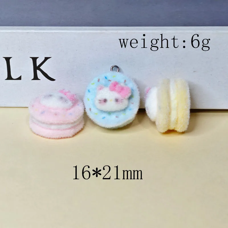 

15pcs 3D Flocking Resin Cute Sandwich Cookie Cake Charms For Keychain Necklace Earrings Making DIY Jewelry Accessories