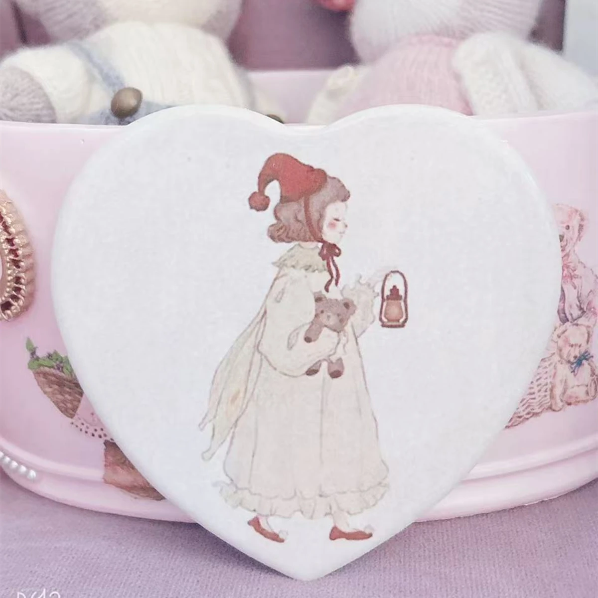 Original cute coaster, girl's heart insulation pad