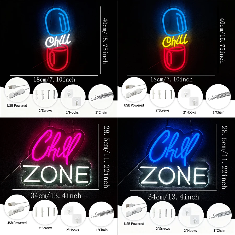 Letreiro de Neon LED Chill Zon - Home Bar Lounge avaliação e preço