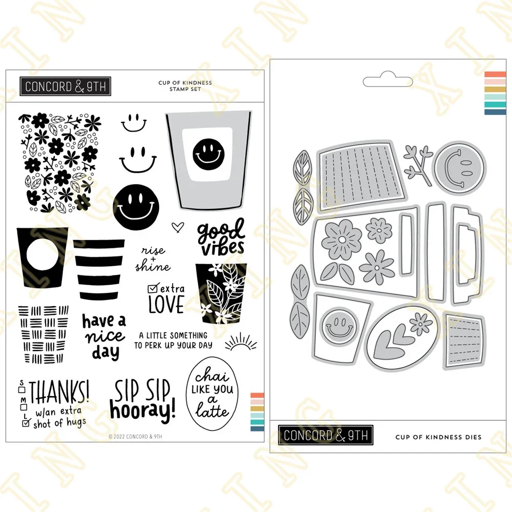 2023 Cup of Kindness Metal Cutting Dies Clear Stamps Scrapbooking New Make Photo Album Card DIY Paper Embossing Craft Supplies