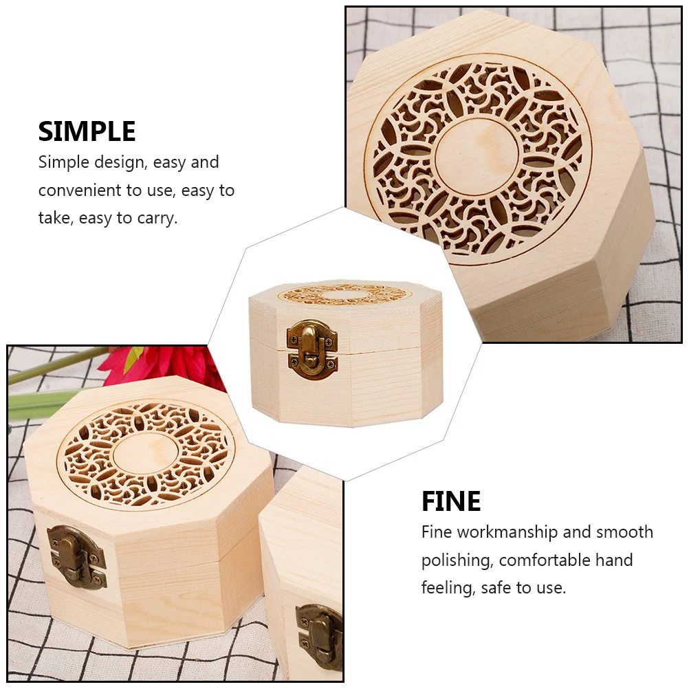 

1Pcs Tea Cake Box Wooden Octagonal Hollow Natural Wood Storage Pack Wedding Gift Practical Tea Cake Holder