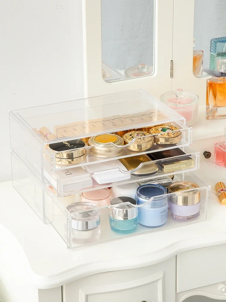Large Capacity Cosmetic Holder Box Makeup Eyeshadow Organizer Jewelry Nail Polish Container Desktop Drawer Sundries Storage Case
