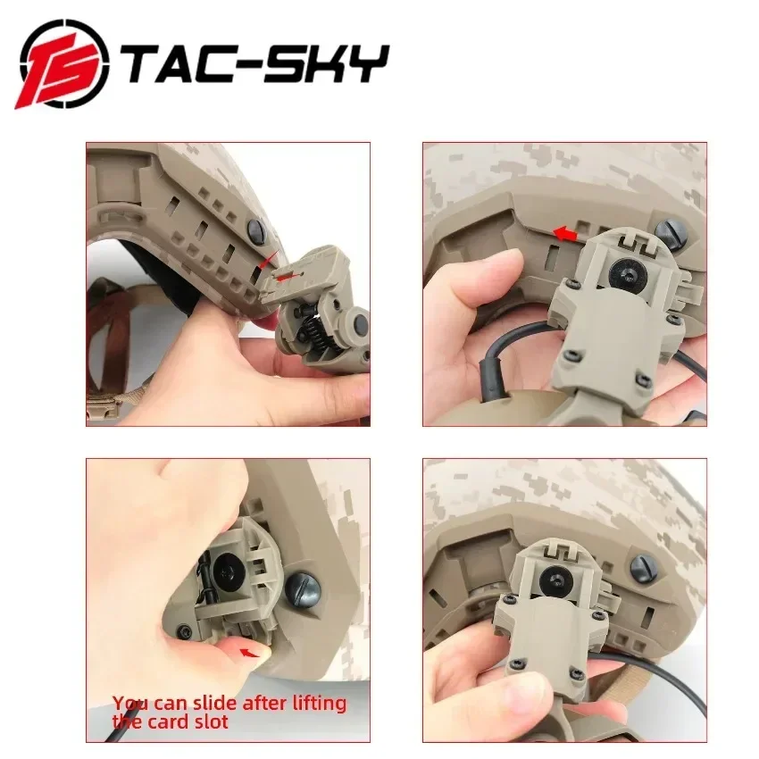 TS TAC-SKY Military Airsoft Headphone Adapter ARC Helmet Rail Tactical Bracket for Tactical Headset ComTa II Comtac3