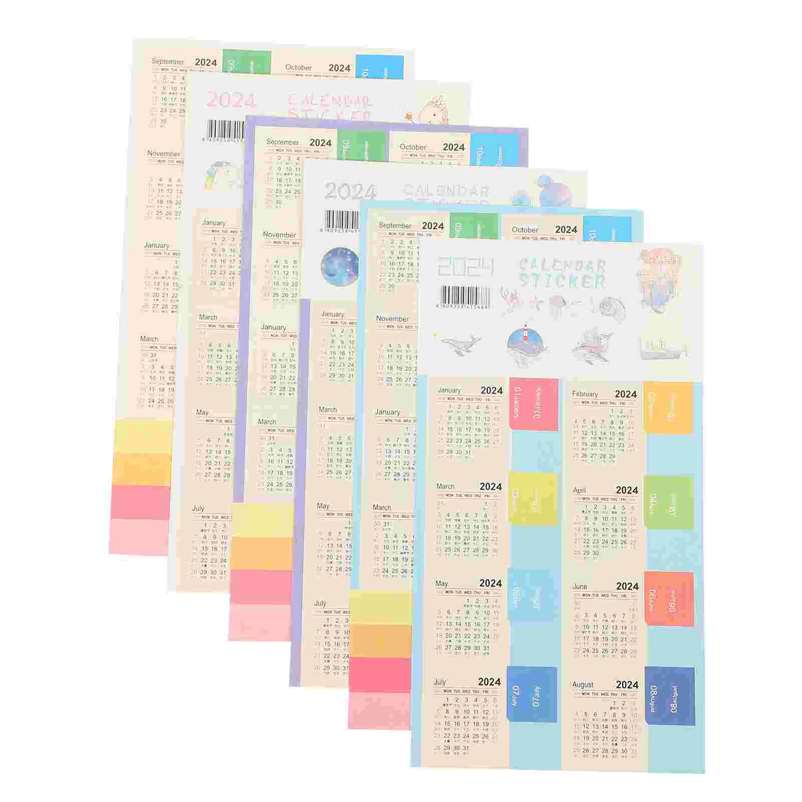24 Sheets Calendar Index Sticker Book Tabs Office Planner Stickers Labels DIY Daily Use Note Pads Multi-functional Notebook