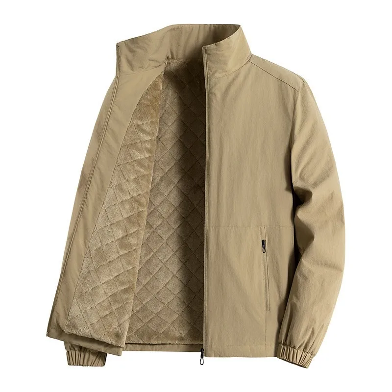

Autumn Winter Fleece Stand Collar Jackets Men Thick Windproof Outwear Coat Male Warm Sports Jacket American Style Cargo Coats