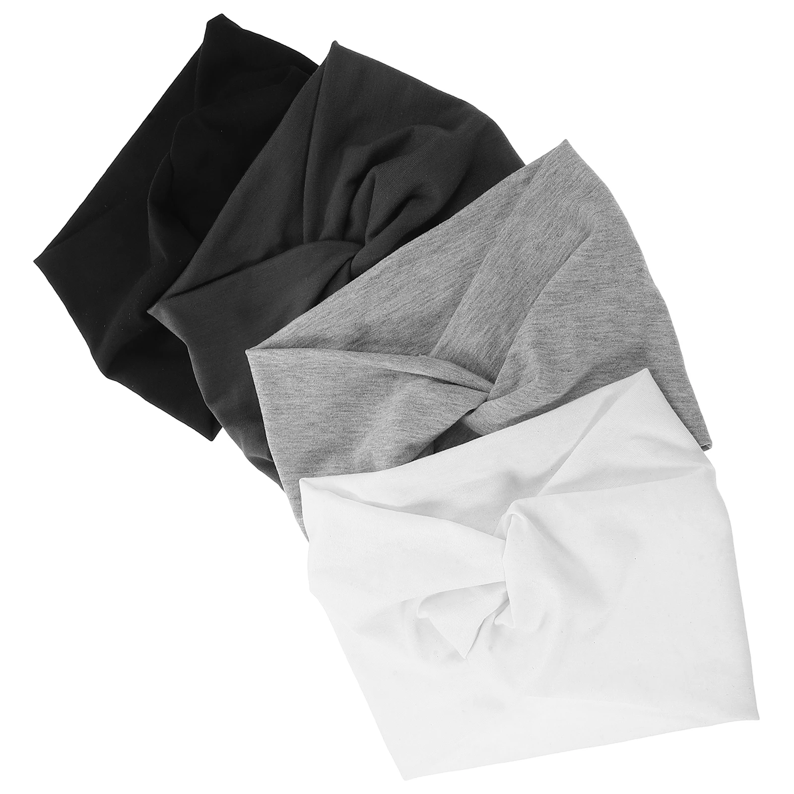 

4 Pcs Yoga Headband Cute Headbands for Women Boho Style Non Slip Hair Fabric Extra European American Wraps Black