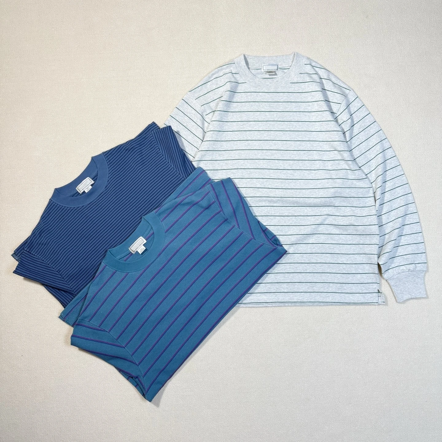 

Retro Striped Loose Casual Pure Cotton round Ne Long Sve T-irt Base irt Sweat Absorbent Autumn ex Long Sve T-...