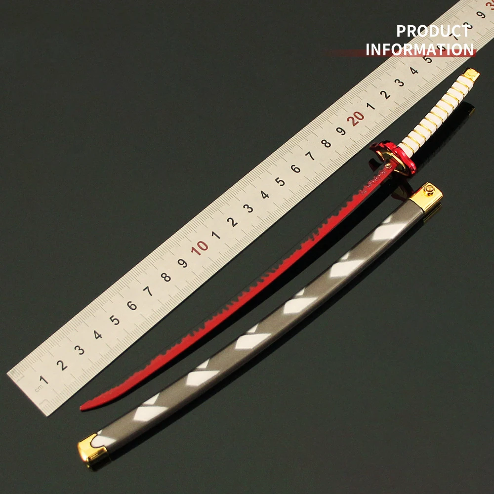 Katana Demon Slayer Rengoku 26cm / 10.23in Replica in Lega di Zinco con Fodero e Pulsante di Espulsione, Giocattolo da Collezione per Fan di Anime