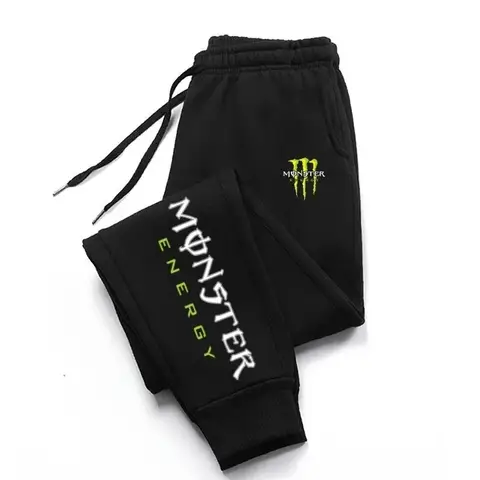 Casual Adjustable Cordón Sports Pants with Monster Energy Letter Print Straight Leg Track Pants for Men