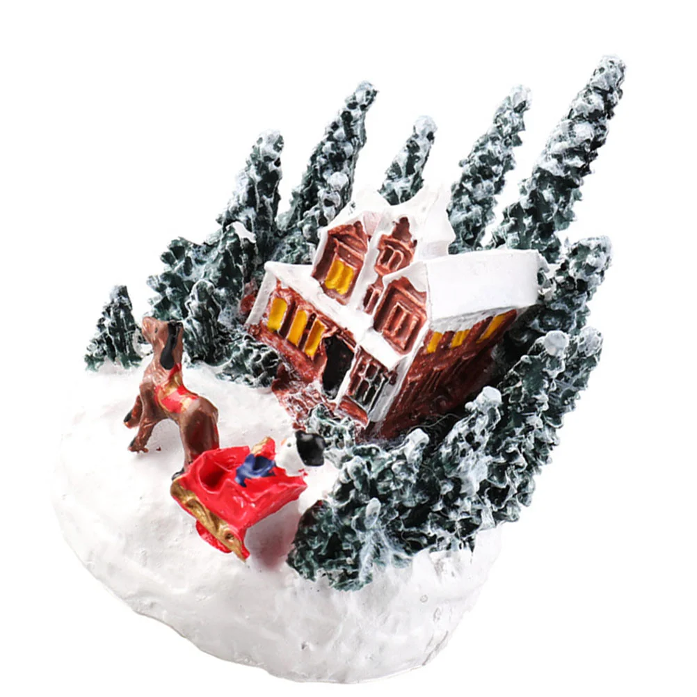 Wooden Gingerbread House Decorations Christmas Village Figurine Resin Lighted Town Decorative