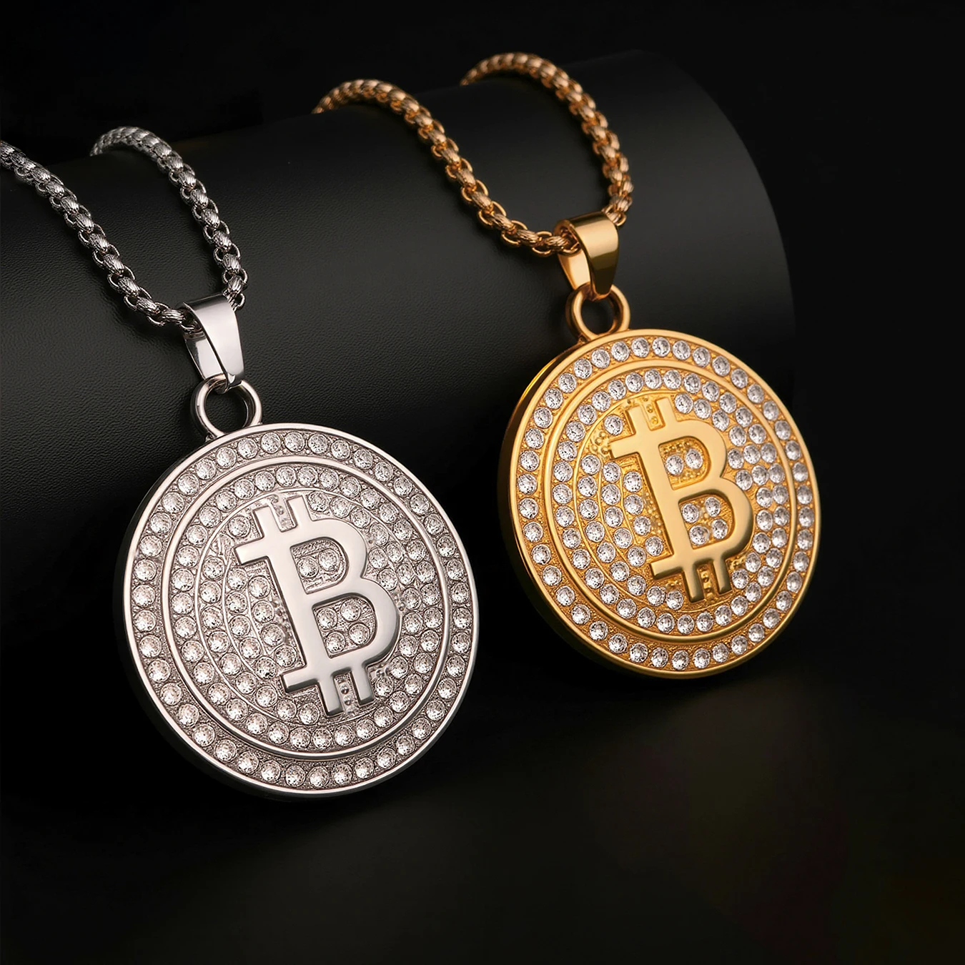 

Collar Hombre Luxury BTS Men's Necklace Zinc Alloy Paved Rhinestone Bitcoin Necklaces for Man Accessories Jewelry