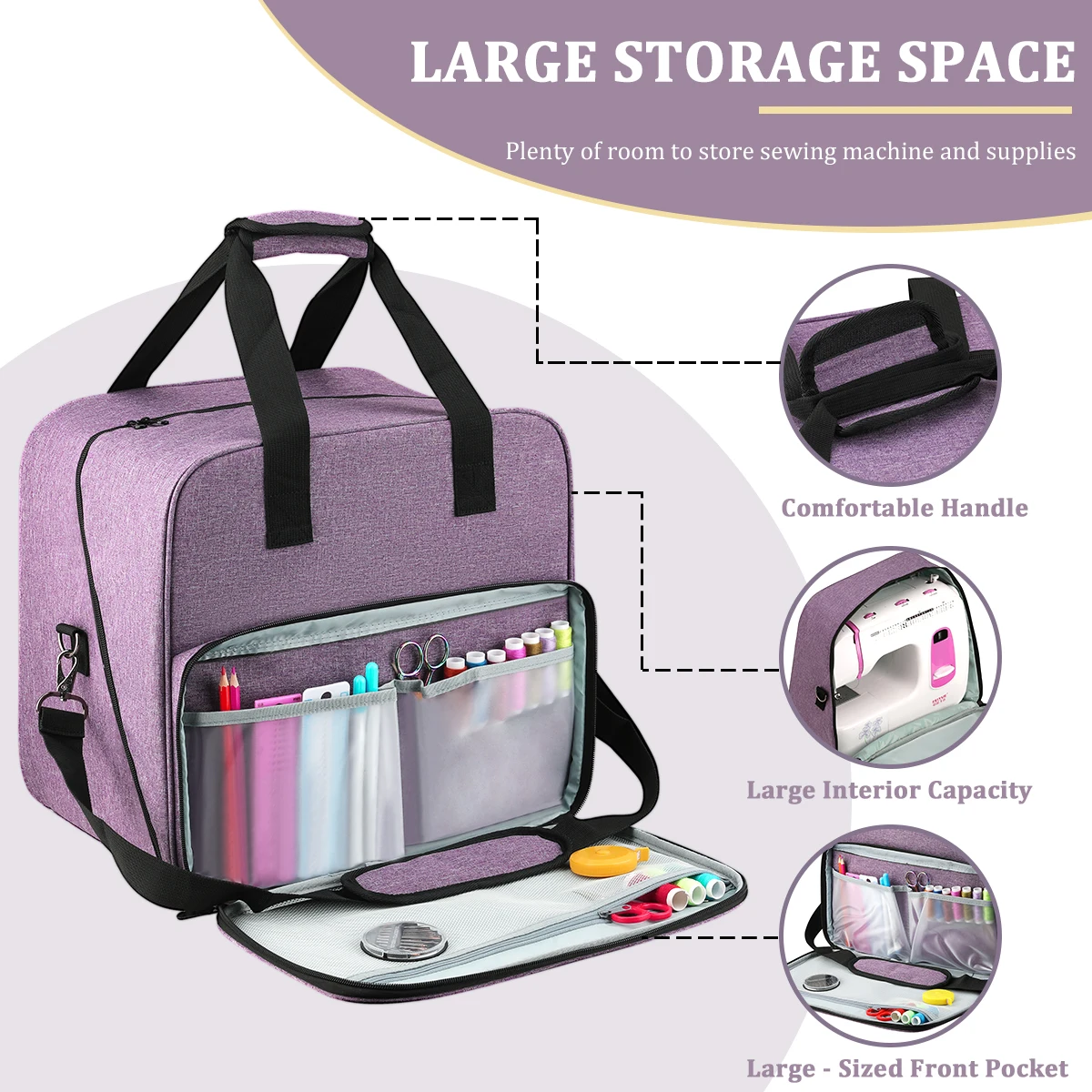 Portable Large Capacity Sewing Machine Storage Bag Multi-functional Tote Sewing Accessories Organizer Bag Home Travel Bag