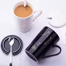 Twelve Zodiac Ceramic Mug with Lid Spoon