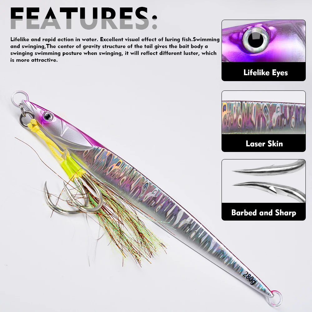 Proberos Vertical Jigging Artificial Lures 1pc Saltwater jigs Speed Jigging Slow Jigging Pitching Lures Jigging Lure Fishing jig view 4