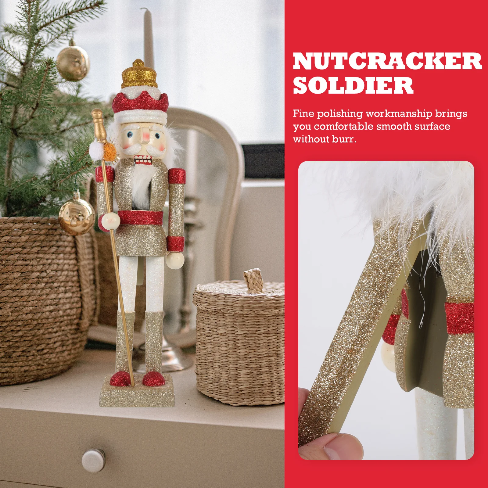 

Wooden Nutcracker Ornament Christmas Decor for Home Office Desktop Xmas Party Supplies Holiday Gift Adults