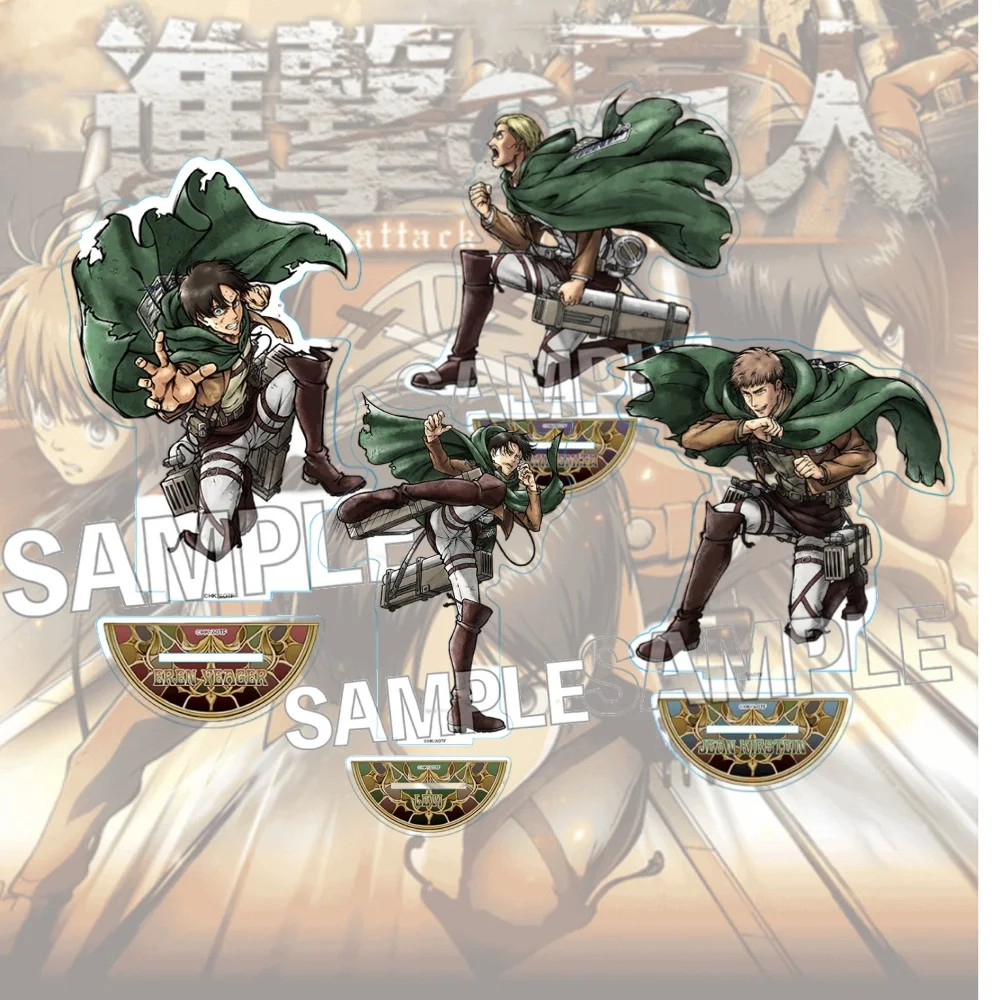 15cm Anime Attack on Titan Acrylic Stand Eren Yeager Levi Ackerman HD Bookshelf Decor Growth Hot-Blooded Exquisite Gift