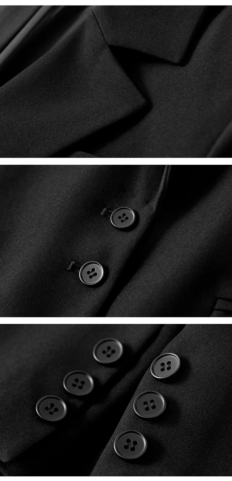 SENTUBILA Einfarbige Blazer für Damen 2026 Herbst Reverskragen Einreihig Zweiknopf Gerade Locker Sitzender Maßgeschneiderter Mantel 153XC8811X – Detail 38