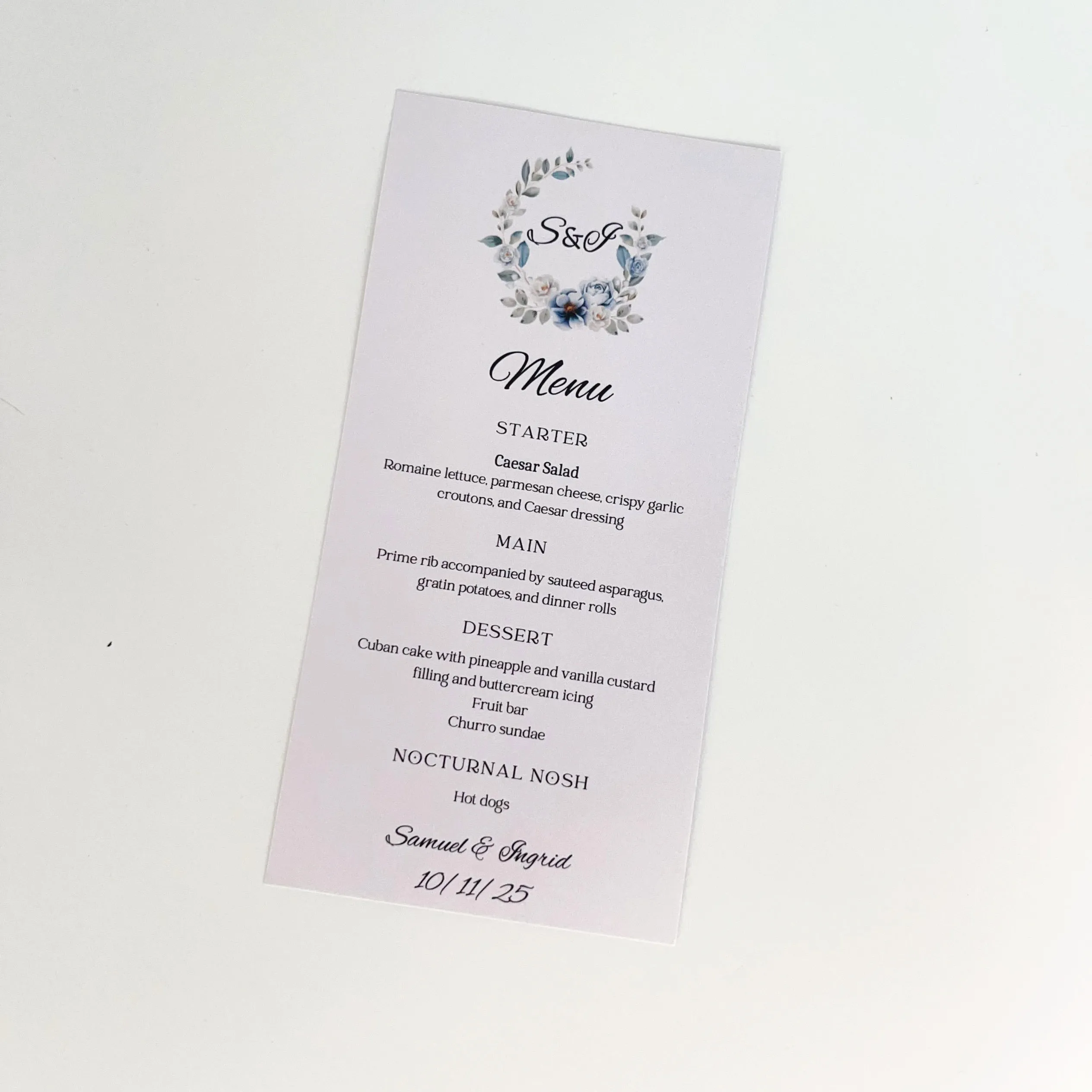 50pcs Paper Menu Card Custom Food Wedding Program Card Sample Table Decor UV Print Party Invitation Card Design