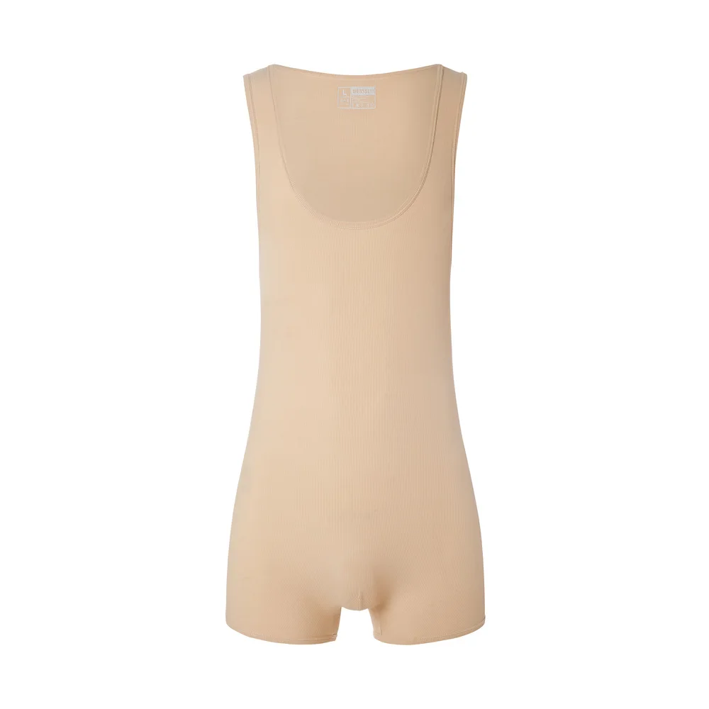 Deep Round Neck Men Undershirt Sexy Wrestling Suit Men Bodysuit Swimsuit Bulge Pouch One-piece Shapers