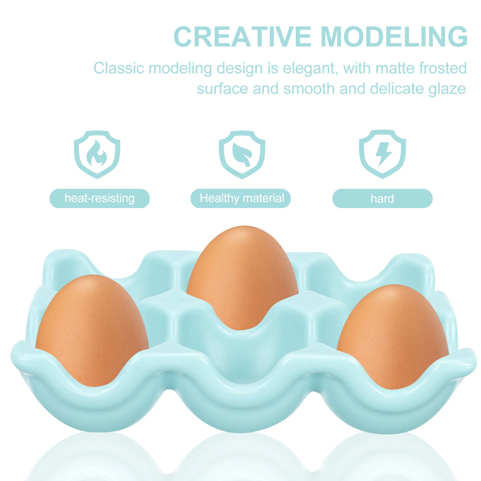 

Ceramic Egg Holder 6-Grid Porcelain Tray Refrigerator Egg Storage Organizer Kitchen Countertop Refrigerator Eggs Keeper