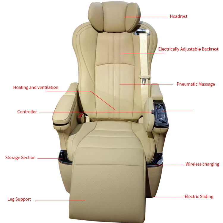 luxu ry V-klasse stoel met Vip auto centrale armsteunbox en opvouwbare stoel zijwand verborgen stoel