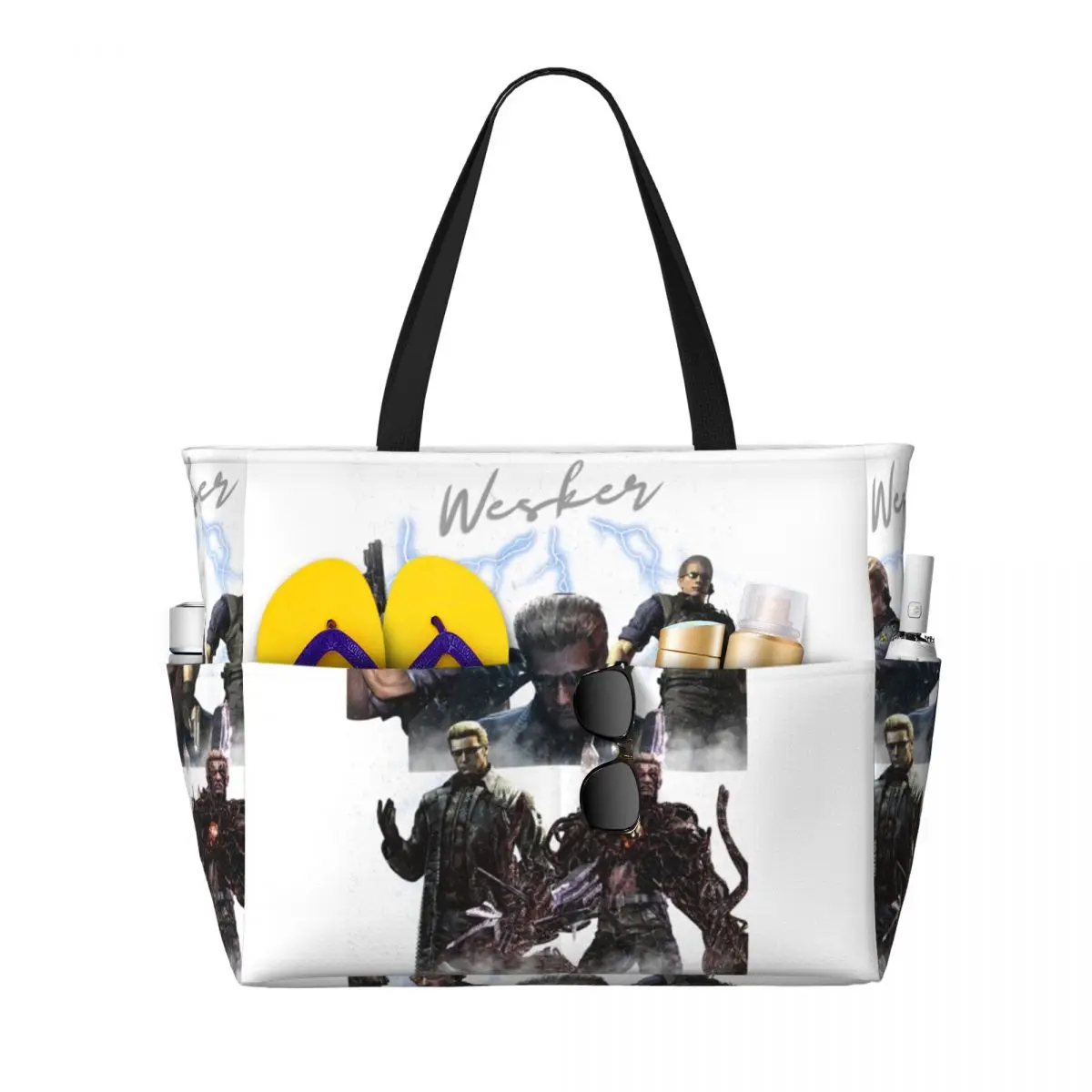Albert Wesker Collage Beach Tote Bag Sport Gym Yoga Duffle Large Tote Bag Women Travel Bag Fitness bag