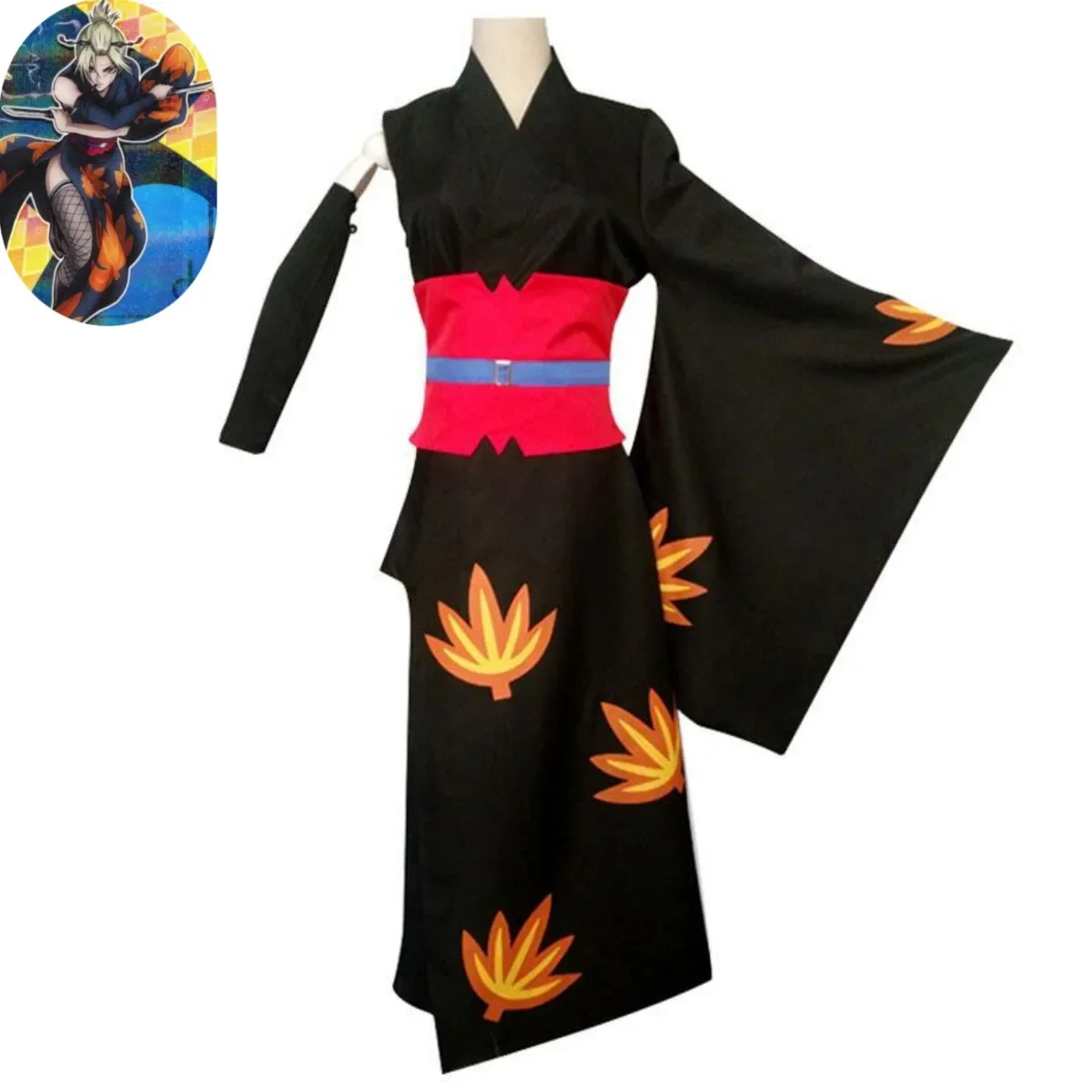 Anime Gintama Tsukuyo Cosplay Costume Wig Japanese Printing Black Kimono Bathrobe Adult Woman Sexy Halloween Party Suit