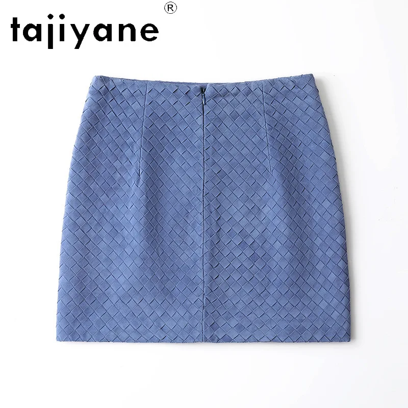TAJIYANE Goatskin Genuine Leather Skirt Heavy Woven Women's Skirts A-line Mini Skirt Waistless Blue Skirts 2026 Woman Streetwear
