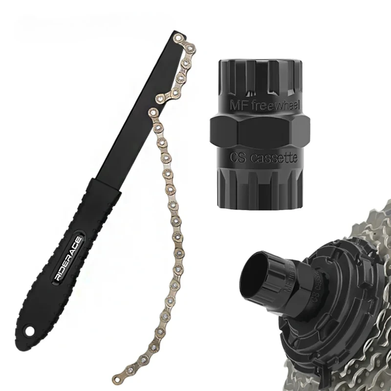 

Bike Flywheel Removal Tool Kit Bicycle Flywheel Socket Tool High Strength Steel MTB Chain Whip Cassette Sprocket Remover Tool