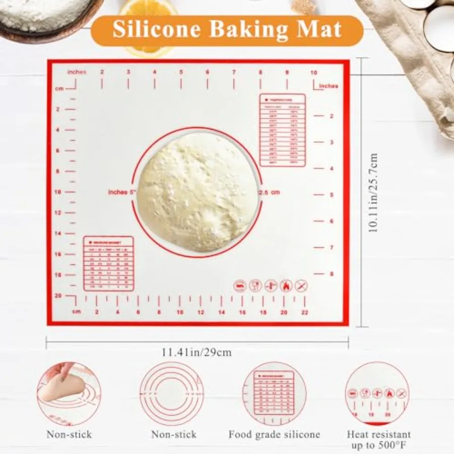 가정용 제빵 애호가를 위한 3종 피자 도구 세트: 피자 도커, 반죽 롤러, 미끄럼 방지 실리콘 베이킹 매트 포함