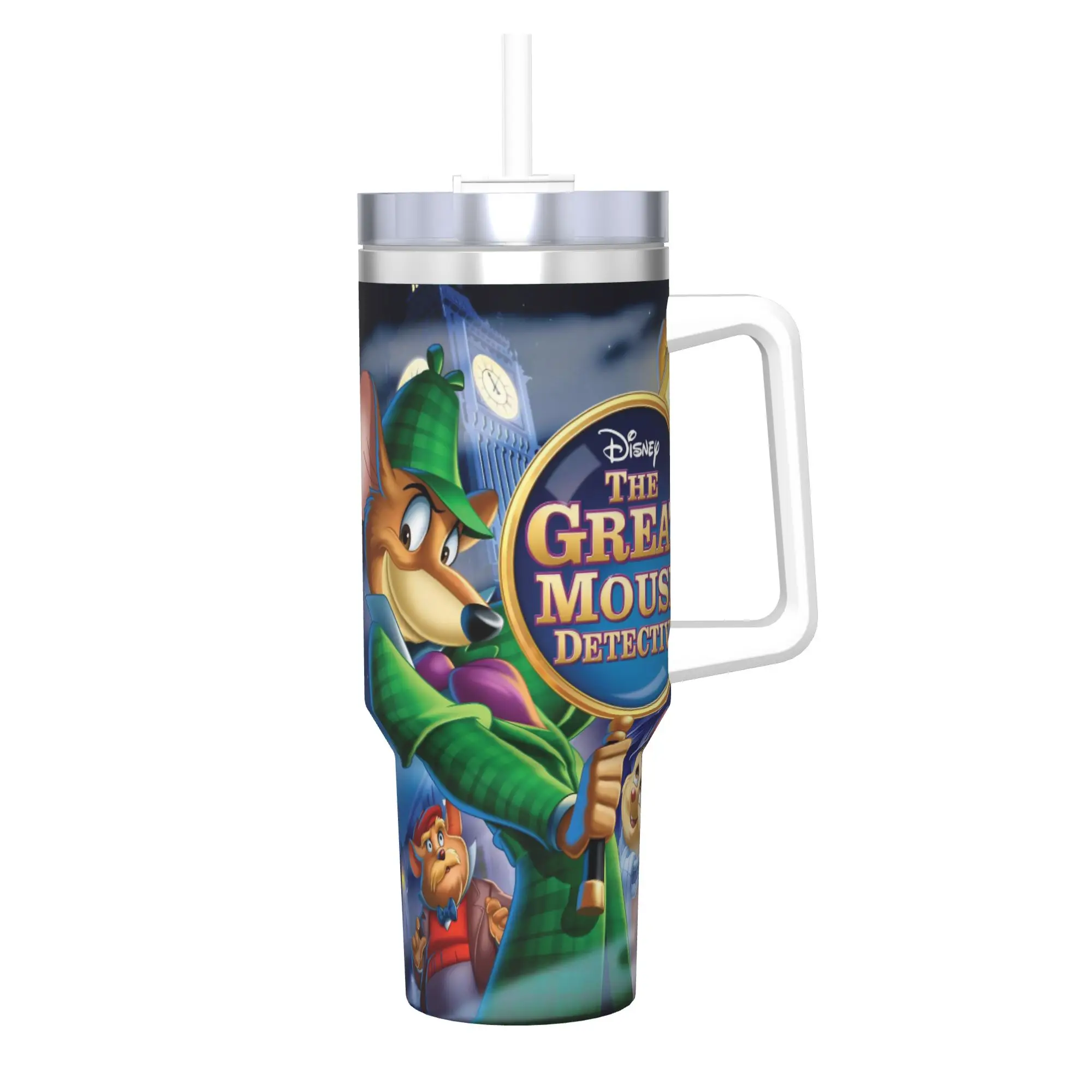 

40oz The Great Mouse Detective Vacuum Insulated Tumbler Basil Dawson Cartoon Double Walled Mug Water Bottle Cup School Durable