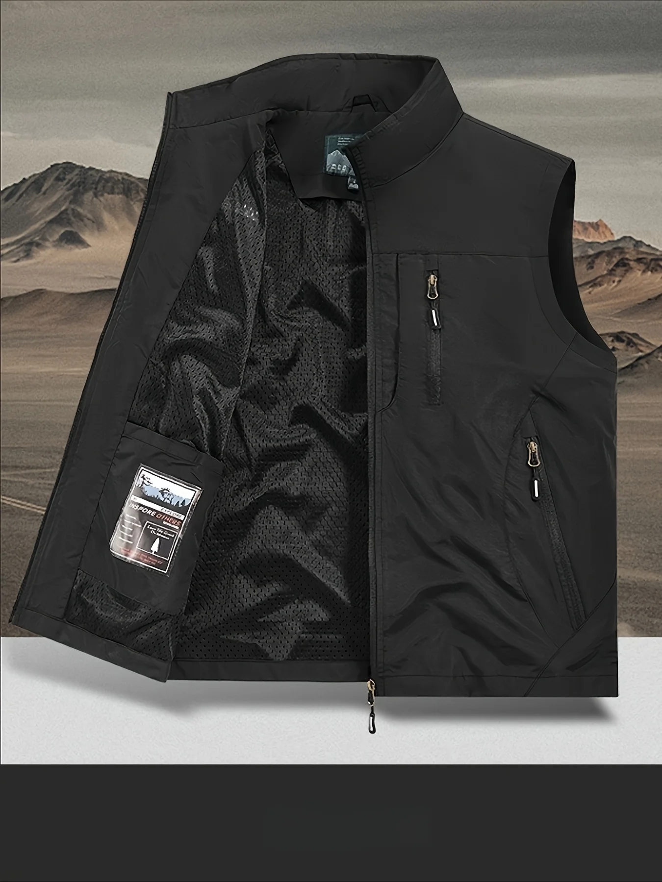Biker-Weste mit Herren-Freizeit-Outdoor-Sportjacke, atmungsaktiv, modisch, zum Angeln, ärmellos, Damen-Westen, taktisch – Detail 5