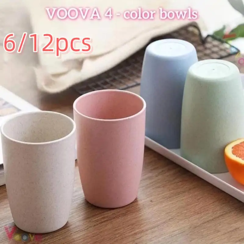 6/12 Vasos de Paja de Trigo, Vasos de Plástico para Enjuague Bucal, Vasos para Cepillarse los Dientes, Vasos Portátiles para Beber, Vasos de Viaje para Niños y Adultos - Alta Calidad y Durabilidad