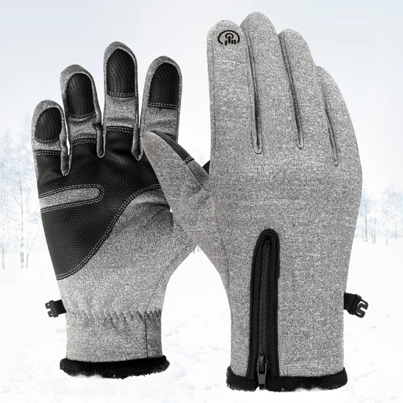 Waterproof Warm Gloves Touch Screen Winter Cycling Running Anti-Slip Silicon Palm Insulation Fabrics Breathable Sweat Absorbent