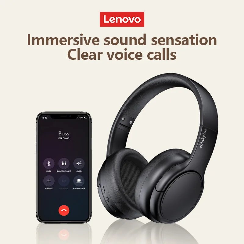 Original Lenovo TH20 Bluetooth 5.3 Wireless Headphones Simple Operation Easy to Grasp Earphones Long Endurance Gaming Headset