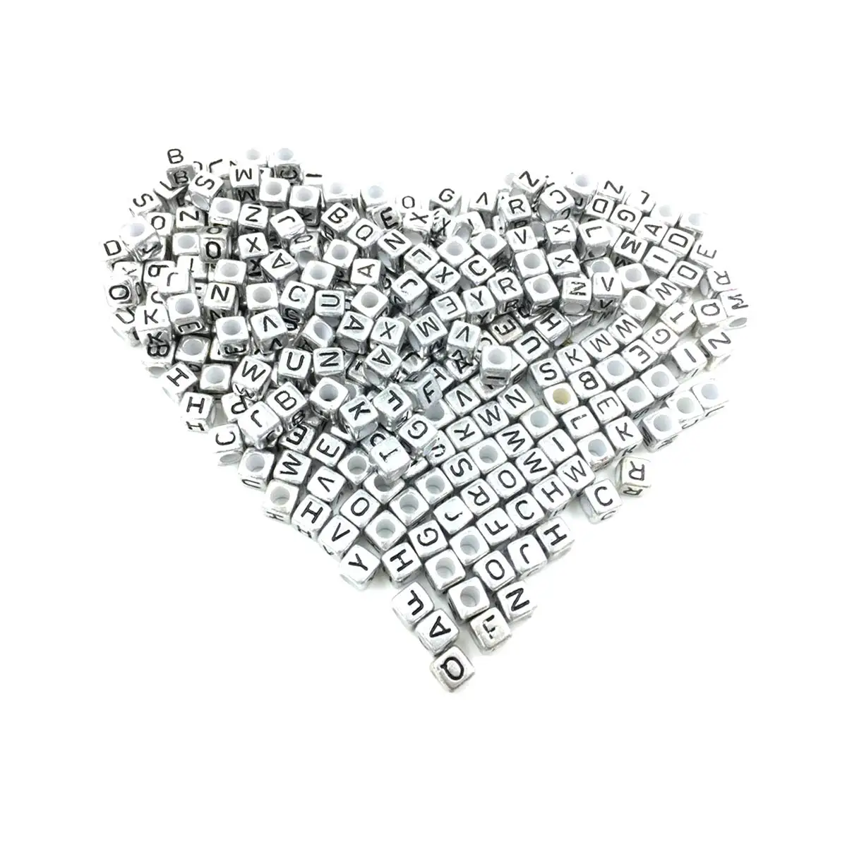 500PCS Random Alphabet Capital Letters Cube Spacer Beads 6x6mm DIY Bracelet Jewelry Crafts Supplies Handmade Materials Pack