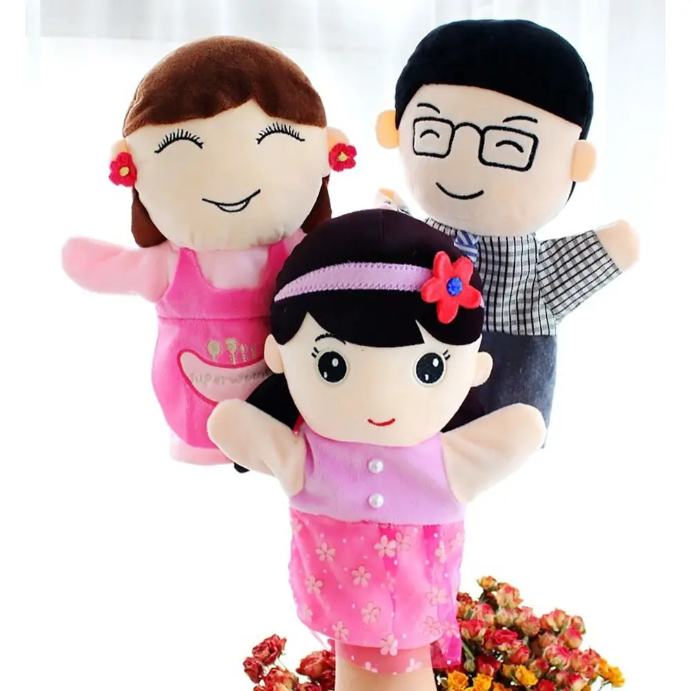 Soft Plush Storytelling Puppet 25CM Cartoon Familys Members Doll Familys Members Finger Puppetry Early Education