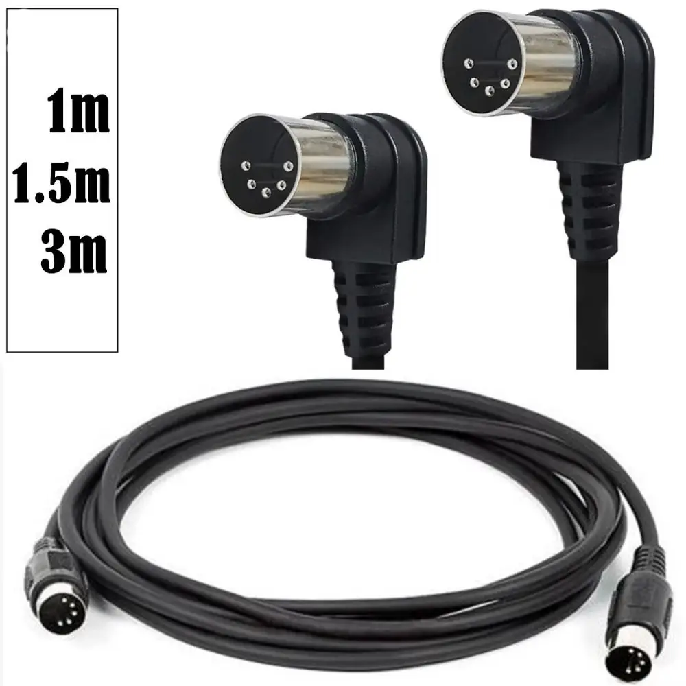 Din-5pin الزاوية اليمنى كابل ميدي 90 درجة ذكر إلى ذكر التوصيل ميدي DIN 5PIN تمديد كابل التحكم نقل دائم