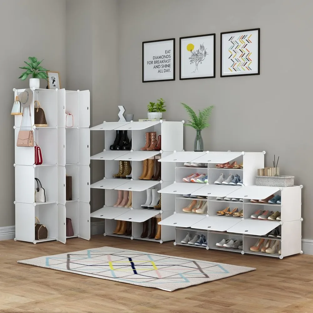 

Shoe Rack Suitable for Wardrobe Corridor, 8-layer Shoe Storage Cabinet Can Accommodate 32 Pairs of Shoes, Plastic Shoe Rack